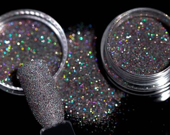 Iridescent Glitter Powder Flask for Nail Art, Sequins Nail Glitter Flakes Dazzle Sparkle Glitters Rainbow Multi-Color Pigment Dust for nail