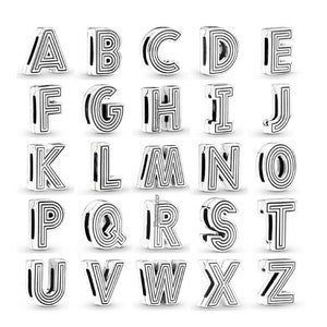 Ciondolo con clip per braccialetto originale Reflexions Alphabet, Ciondolo per braccialetto in rete riflettente con lettere dalla A alla Z, 26 lettere, Argento sterling per braccialetti S925 immagine 2