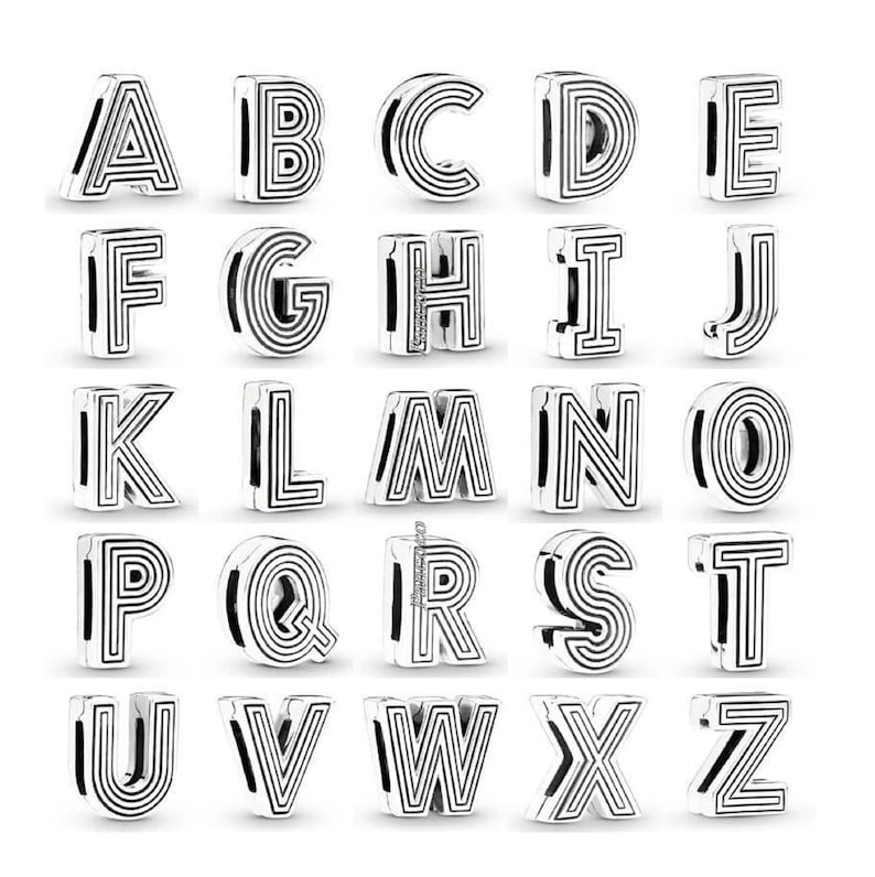 Ciondolo con clip per braccialetto originale Reflexions Alphabet, Ciondolo per braccialetto in rete riflettente con lettere dalla A alla Z, 26 lettere, Argento sterling per braccialetti S925 immagine 2