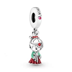 Reise koreanischen ethnischen Mädchen Charme für Pandora Armband, S925 Sterling Silber Charme für Momente Armbänder, Rot baumeln Charme, Geschenk Schmuck