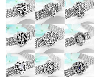 Reflection Mesh Clip Charm, Reflexions Silver Bracelet Endless Love Heart Charm,  Bee S925 Sterling Charm for European Bracelets charms