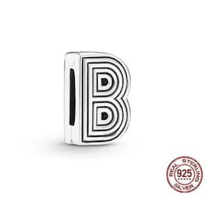 Ciondolo con clip per braccialetto originale Reflexions Alphabet, Ciondolo per braccialetto in rete riflettente con lettere dalla A alla Z, 26 lettere, Argento sterling per braccialetti S925 immagine 6