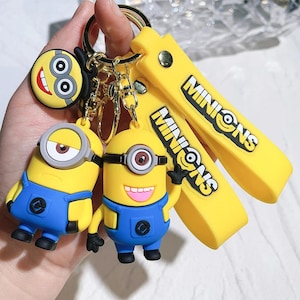 Neue Minions Stil Schlüsselanhänger Anhänger, Despicable Cartoon Minions Silikon Anhänger Schlüsselanhänger, 3D Cute Rubber Spielzeug Schlüsselanhänger, Kinder Geschenk für sie