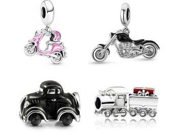 Vehicle Charm fits Pandora Bracelet, Car Bike Train Dangle Charm Fit European Bracelet,Scooter S925 Sterling silver charm Best gifts For her