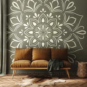 Stencil Mandala Extra Large da 130 cm a 210 cm, stencil per pittura a strati, modello decorativo da parete rotondo, stencil per pittura murale