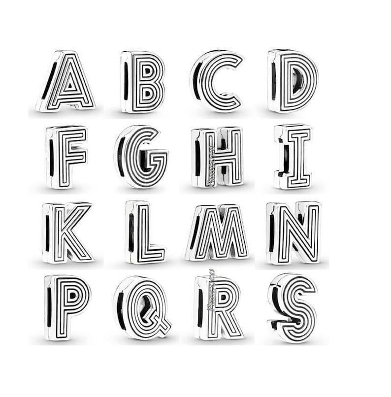 Reflexions Alphabet Original Bracelet Clip Charm,A-Z 26 Letter Reflection Mesh Bracelet Charm, Sterling Silver for S925 Bracelets image 1