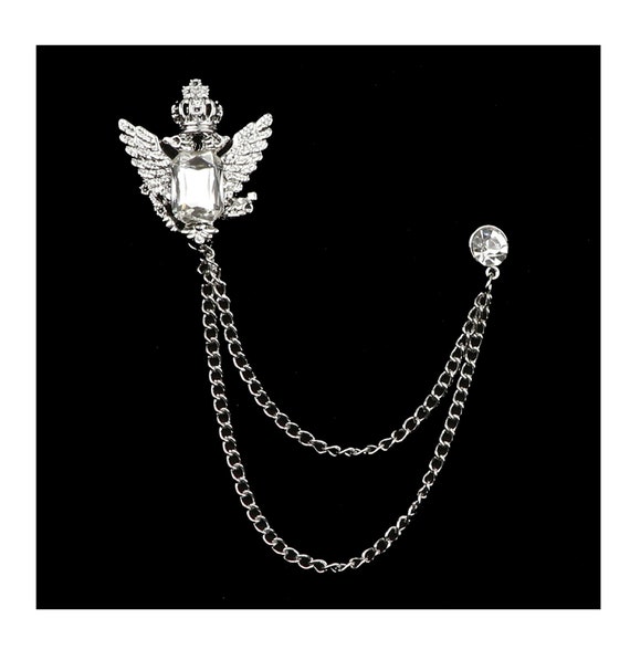 Hengtong 2xAngel Wing Booch Fo Men Tassel Chain Booch