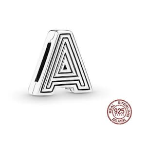 Ciondolo con clip per braccialetto originale Reflexions Alphabet, Ciondolo per braccialetto in rete riflettente con lettere dalla A alla Z, 26 lettere, Argento sterling per braccialetti S925 immagine 5