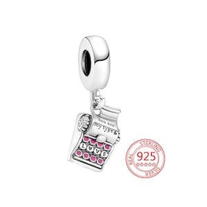 Berloques de máquina de escrever para pulseira, você é meu tipo, pingente pendurado, serve para pulseira Pandora, letra S925, berloque de prata esterlina, melhores presentes para ela