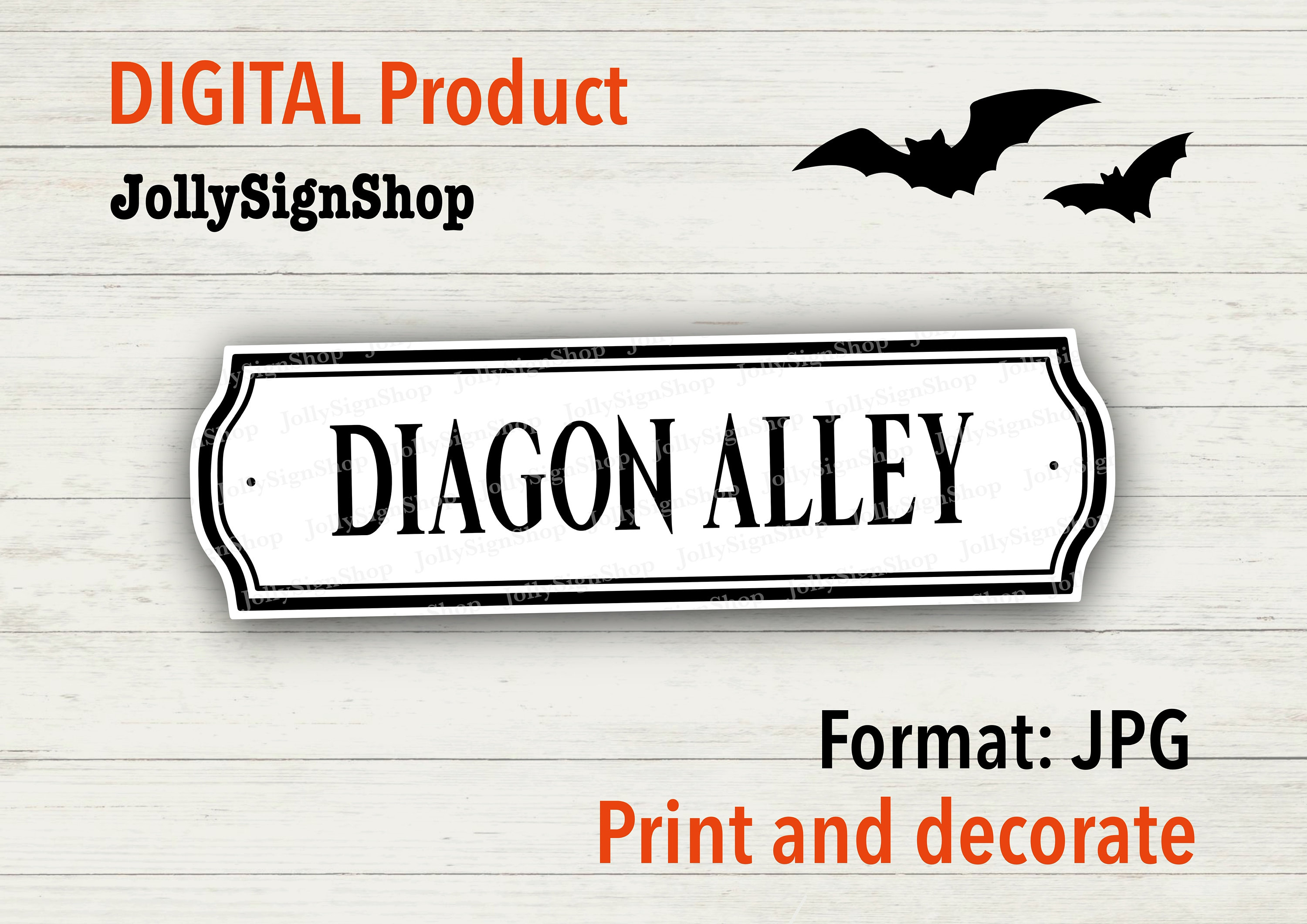 Diagon Alley Printable Street Sign DIGITAL Cheap Printable JPG Eco