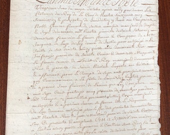 Authentic manuscript in French from the 18th century
