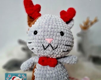 Crochet Christmas Cat / Amigurumi/ cat/ crochet/ handmade/ toy/ kids toy/ stuffed animal/ christmas gift