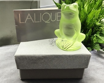 Lalique – Lime Green Crystal Frog Sculpture