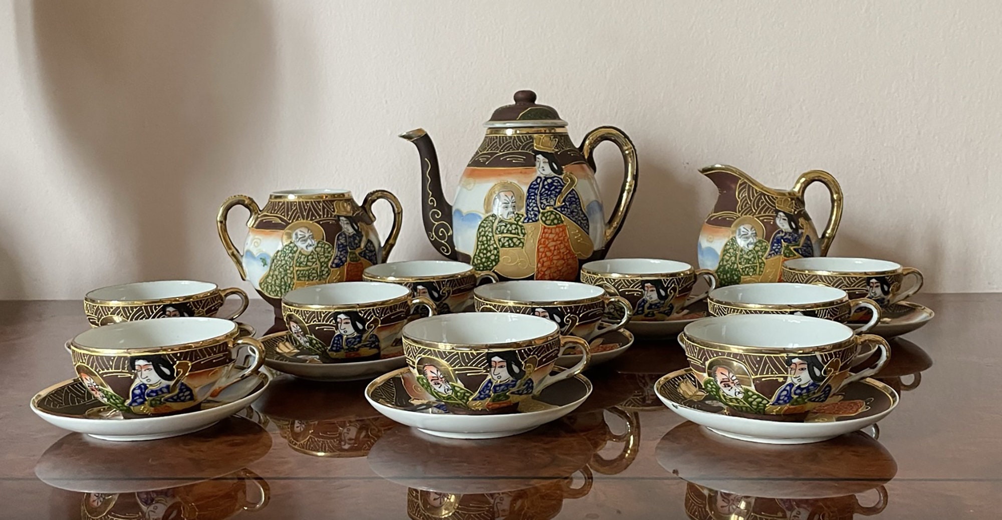 Vintage Satsuma Fine Hand Painted Porcelain Coffee Set for Etsy