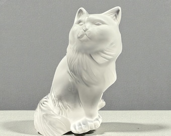 Lalique Sitting Cat Frosted Crystal Figurine Large Sculpture
