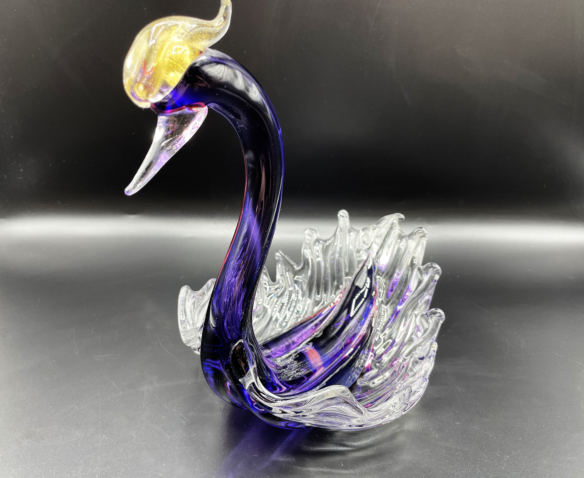 ムラーノ スワン アルキメデセグソ グリーン アラバストロンガラスの