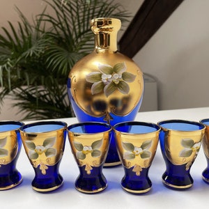 Bohemia - Vintage Carafe and 6 Liquor Glasses