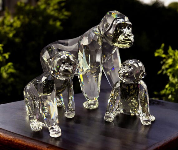SWAROVSKI スワロフスキー クリスタル ゴリラ親子 ゴリラ 2009年 Swarovski – Gorilla's Family - SCS Annual Edition 2009 - Etsy