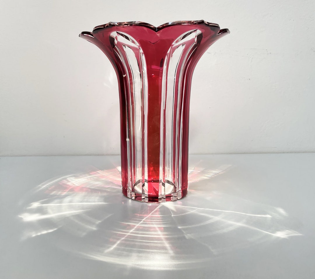 Val Saint Lambert Ruby Red Crystal Vase - Etsy