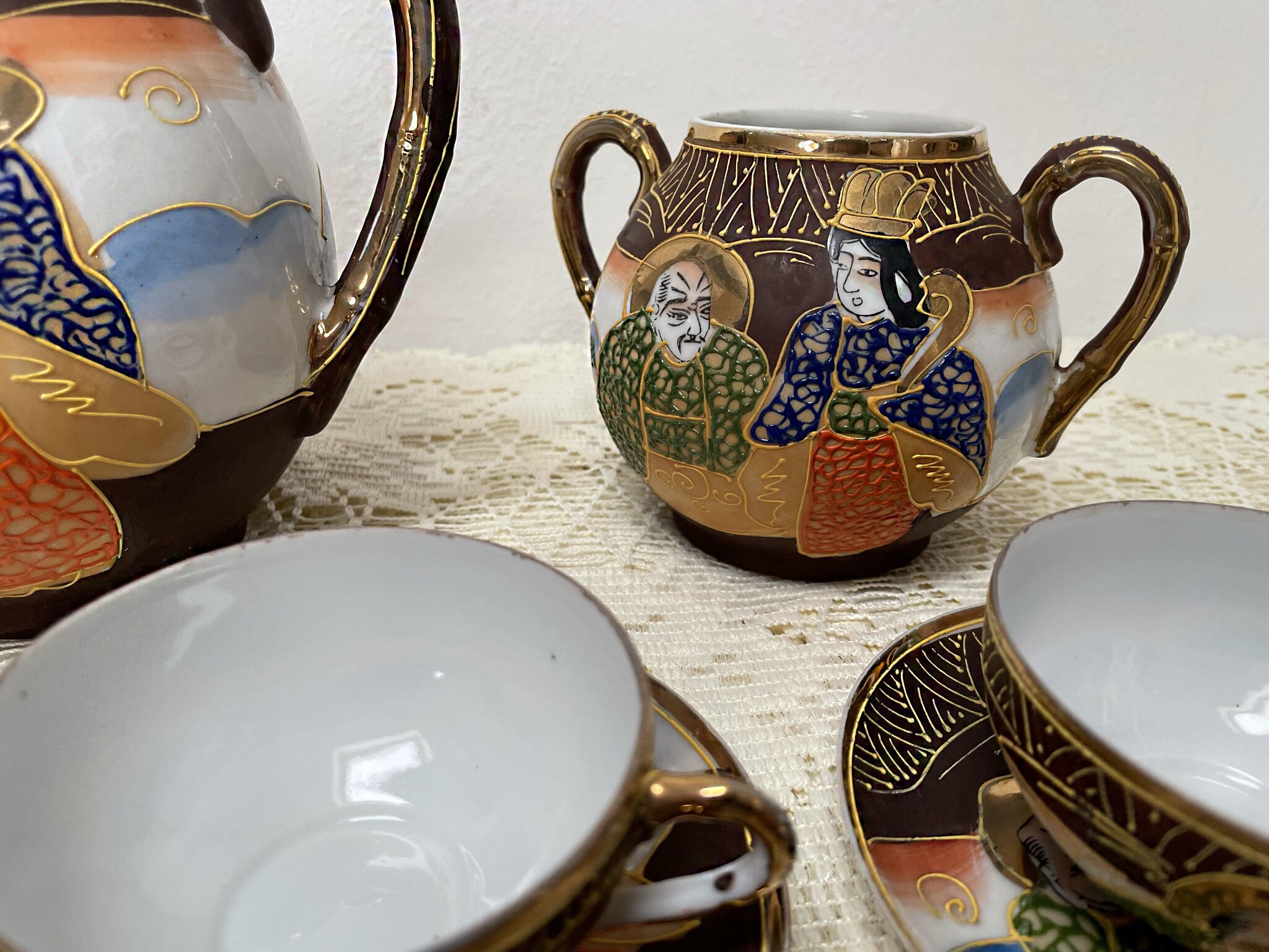 Vintage Satsuma Fine Hand Painted Porcelain Coffee Set for Etsy