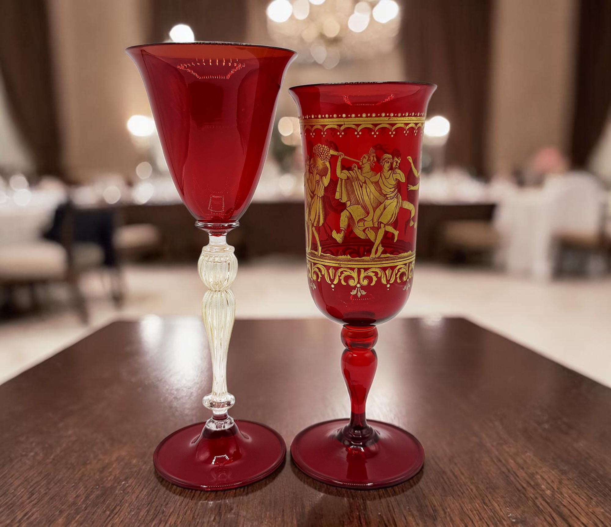 Red and Gold Murano Glasses - Etsy