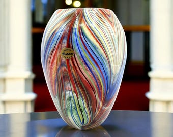 Murano - Multicolor striped glass vase