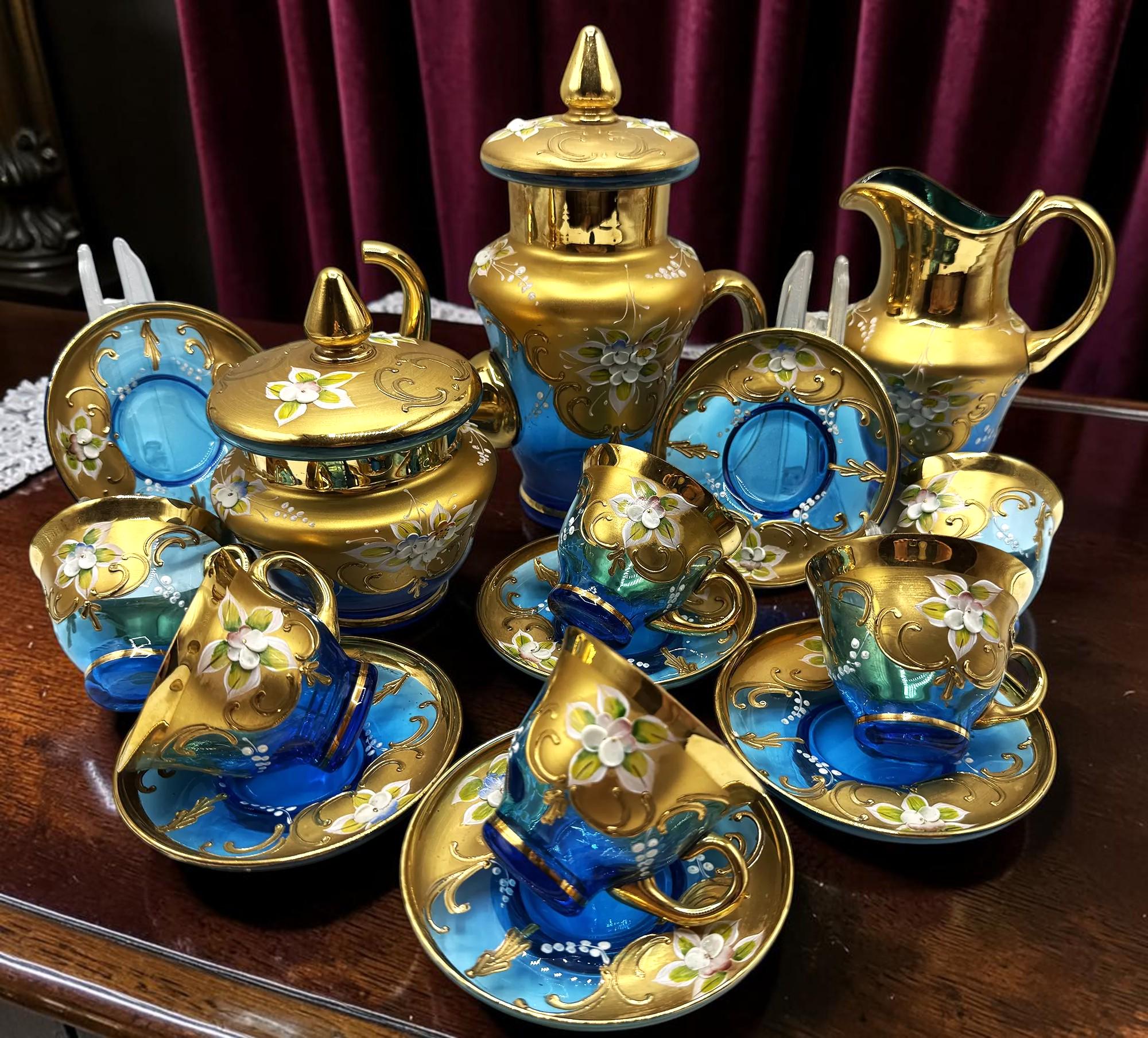 Murano Glass Tea Cup Set - Etsy