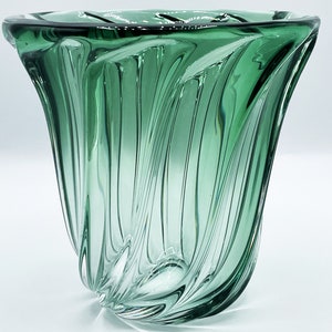 Val Saint Lambert – Green Crystal Vase