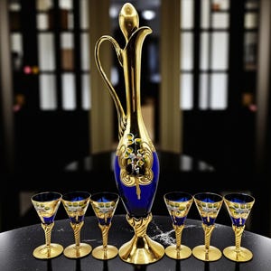 Murano Glass Decanter Blue Gold - Etsy