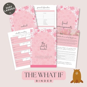 What if binder | Emergency Binder | Life Binder | What If Planner | Family Binder | Printable | Final Wishes | End Of Life Planning