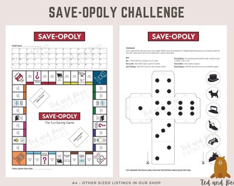 Saveopoly Savings Challenge Chart: Fun Printable Game (Digital Download)