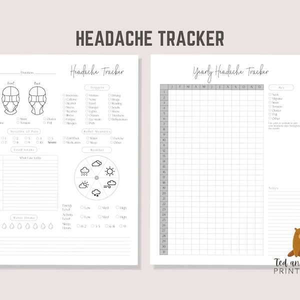 Migraine Tracker Printable | Routine Tracker | Us Letter | Health Tracker | Migraine Log | Symptom Tracker | Headache Tracker