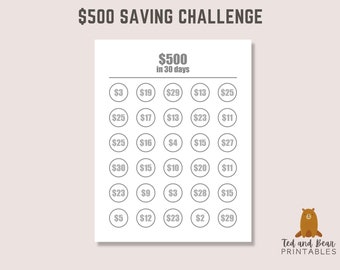 500 Dollar Savings Challenge Tracker | US Letter (Digital Download)