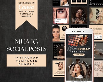 Black Friday MUA Instagram Templates: Editable Canva Social Media Bundle (Instant Download)