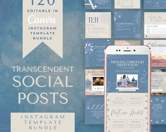 Spiritual Instagram Templates: Astrology, Tarot, Healing (Canva Editable)