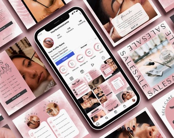 Lash Tech Instagram Post Vorlagen SOFORTIGER DOWNLOAD Lash Künstler Zitate Social Branding Kit Beauty Canva Vorlagen Rose Pink Ink