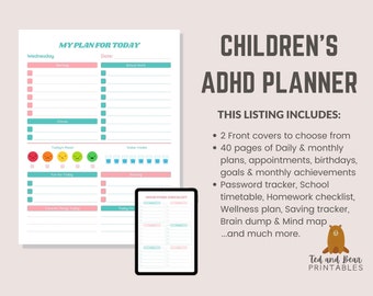 ADHS Planer für Kinder: Tagesplaner & Monatsplaner (Digitaler Download)