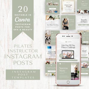 Pilates Instagram Post Templates | Editable Digital Designs for Fitness Coaches & Instructors | Boost Your Social Media Marketing