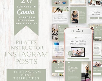 Pilates Instagram Post Templates | Editable Digital Designs for Fitness Coaches & Instructors | Boost Your Social Media Marketing