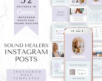 Sjabloon voor geluidshealing voor sociale media | Aanpasbare canvasontwerpen voor Energetische Healing Marketing & Contentstrategie