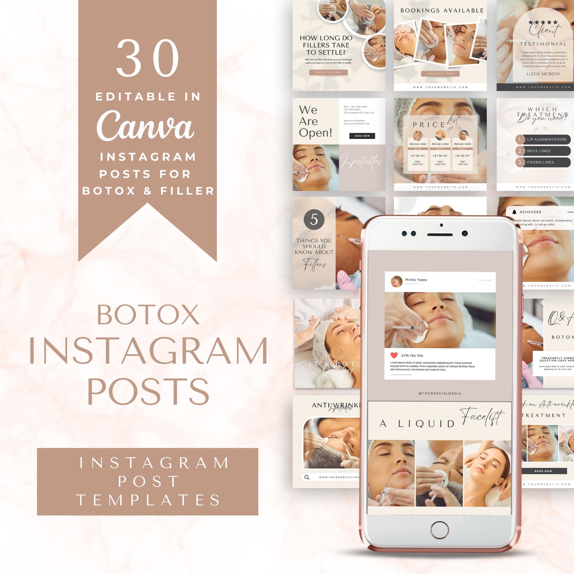 Skincare Instagram Posts | Botox & Filler Templates for Nurse Injectors | Medspa Social Media | Aesthetic Graphics