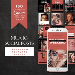 Black Friday Mua Social Media INSTANT DOWNLOAD Black Friday Instagram Editable Canva Templates | Marketing Template Bundle Autumn Orange