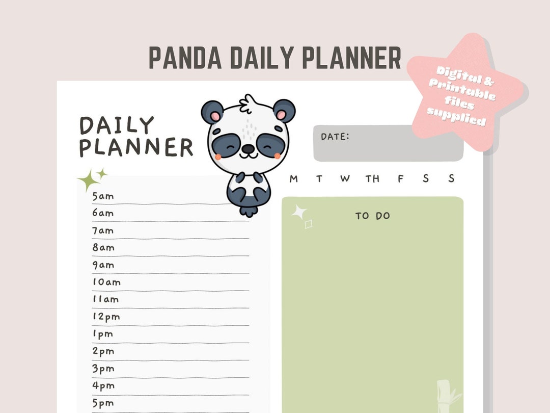 Cute Panda Daily Planner | Printable Stationery (US Letter) - Etsy