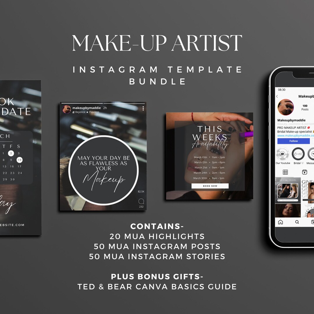 Makeup Artist Instagram Templates INSTANT DOWNLOAD MUA | Makeup Posts ...