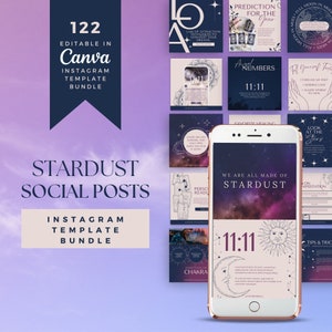 Spiritual Instagram Post Templates, Mystical Instagram Templates, Moon Magic Social Media, Crystal, Astrology, Zodiac, Healing Energy Posts