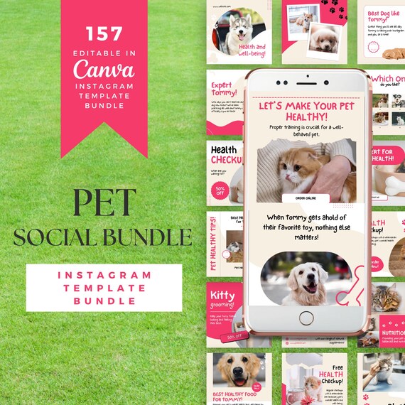 Pet Social Media Canva Templates: Vet, Dog & Cat Story Designs (Digital Download)
