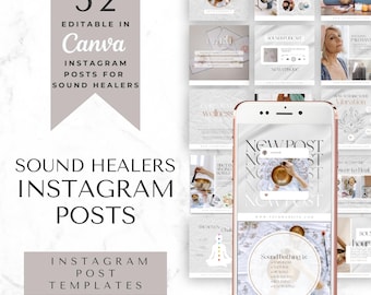 Sound Healing Social Media Template | Customizable Canva Designs for Energy Healing Business Marketing & Content