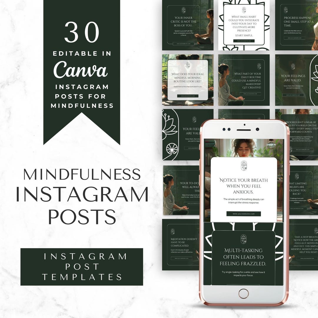 Mindfulness Instagram Templates for Stress Relief & Well-being ...