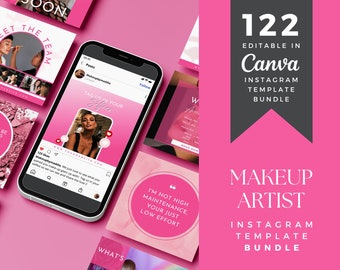 Schönheit Social Media DIY Vorlage SOFORTIGER DOWNLOAD Rosa Ästhetik Mua Instagram | Boss Babe | Make-up Artist Instagram Templates Electric Pink