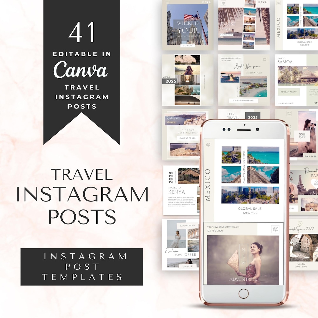 Travel Instagram Post Templates: Canva Editable Designs - Etsy